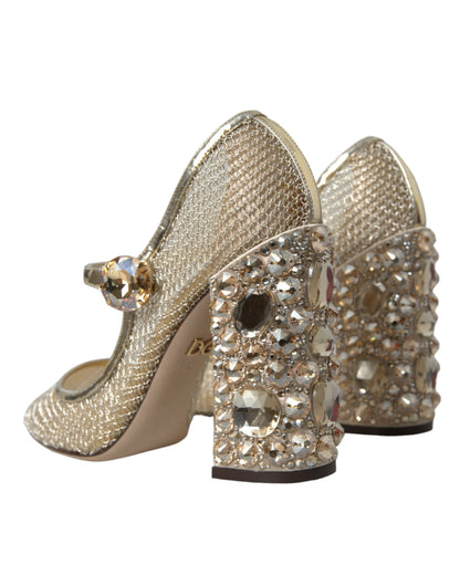 Туфлі на підборах Dolce &amp; Gabbana Gold Mesh Crystal Mary Jane
