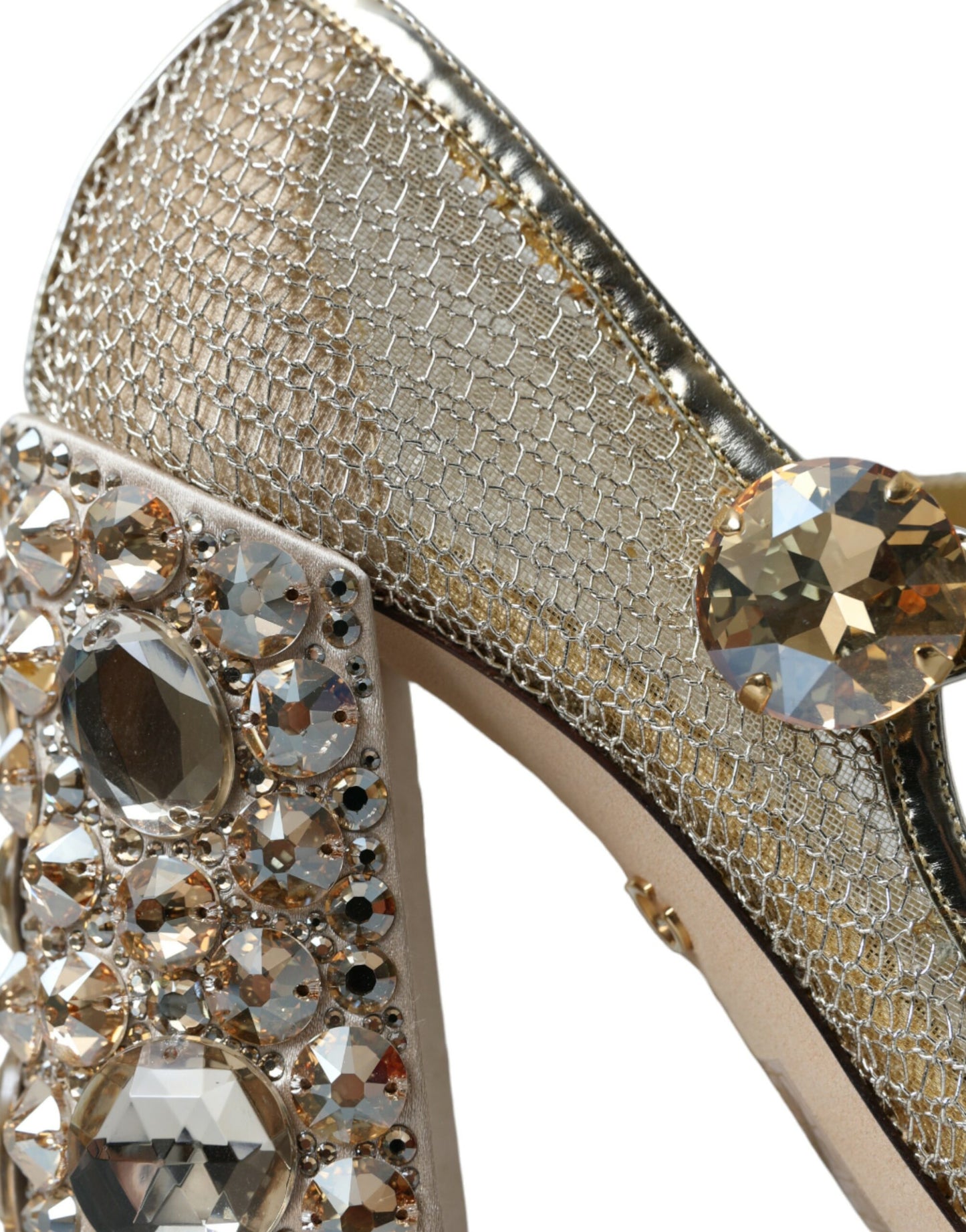 Туфлі на підборах Dolce &amp; Gabbana Gold Mesh Crystal Mary Jane