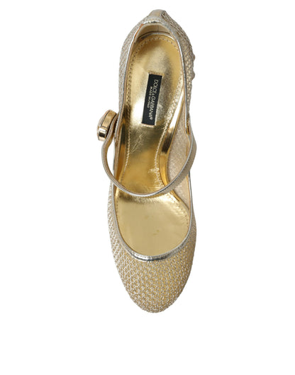 Туфлі на підборах Dolce &amp; Gabbana Gold Mesh Crystal Mary Jane