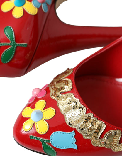 Червоні шкіряні туфлі на підборах Dolce &amp; Gabbana, прикрашені Мері Джейн
