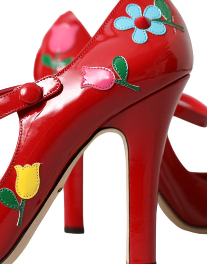 Червоні шкіряні туфлі на підборах Dolce &amp; Gabbana, прикрашені Мері Джейн