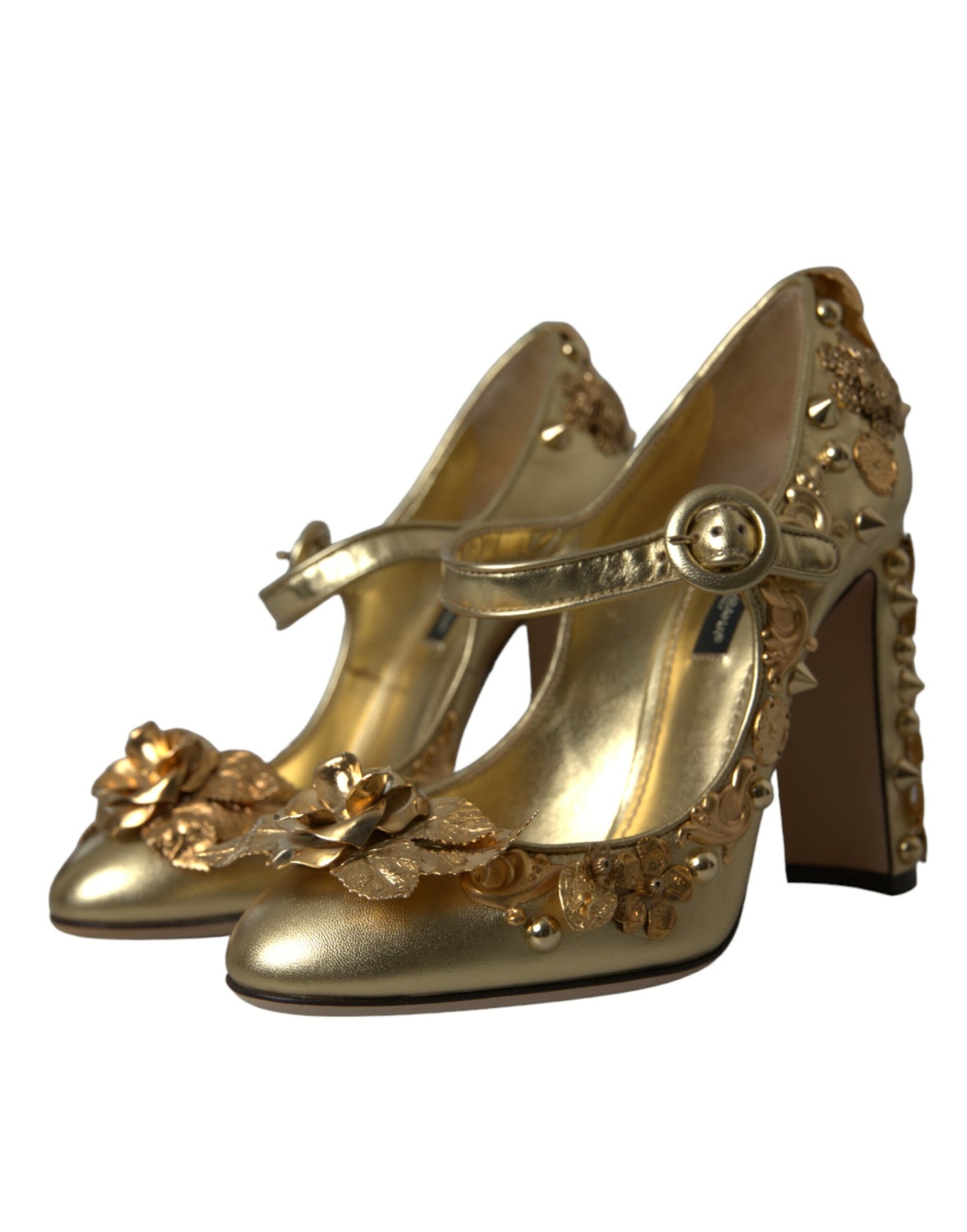 Золоті шкіряні туфлі-лодочки Dolce &amp; Gabbana Crystal Mary Janes