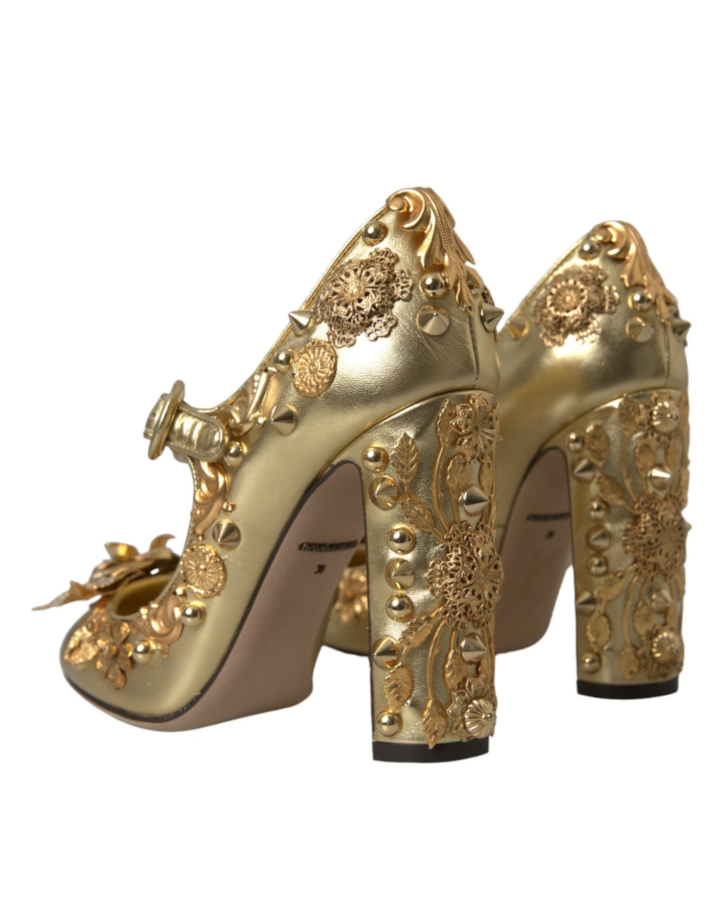 Золоті шкіряні туфлі-лодочки Dolce &amp; Gabbana Crystal Mary Janes