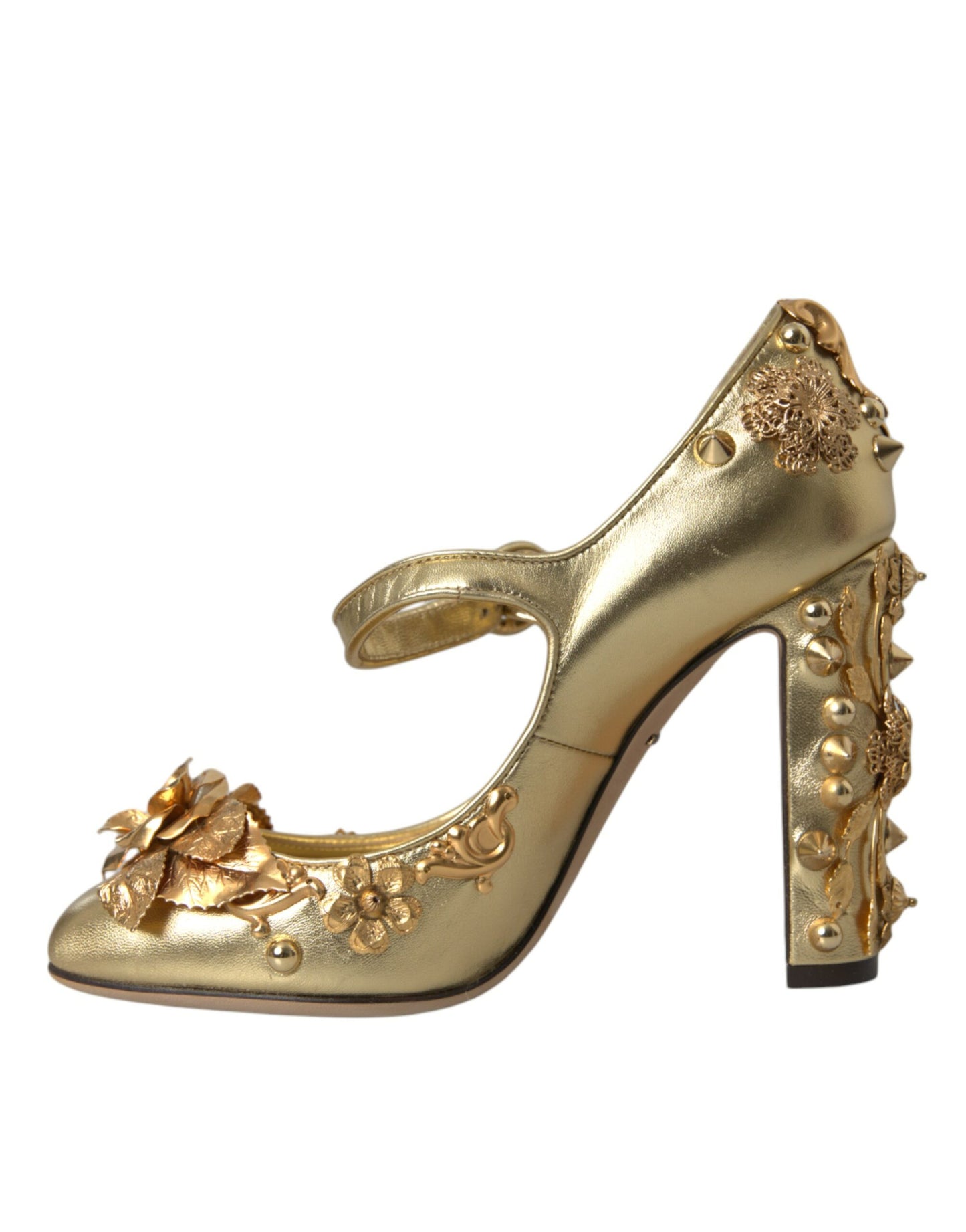Золоті шкіряні туфлі-лодочки Dolce &amp; Gabbana Crystal Mary Janes