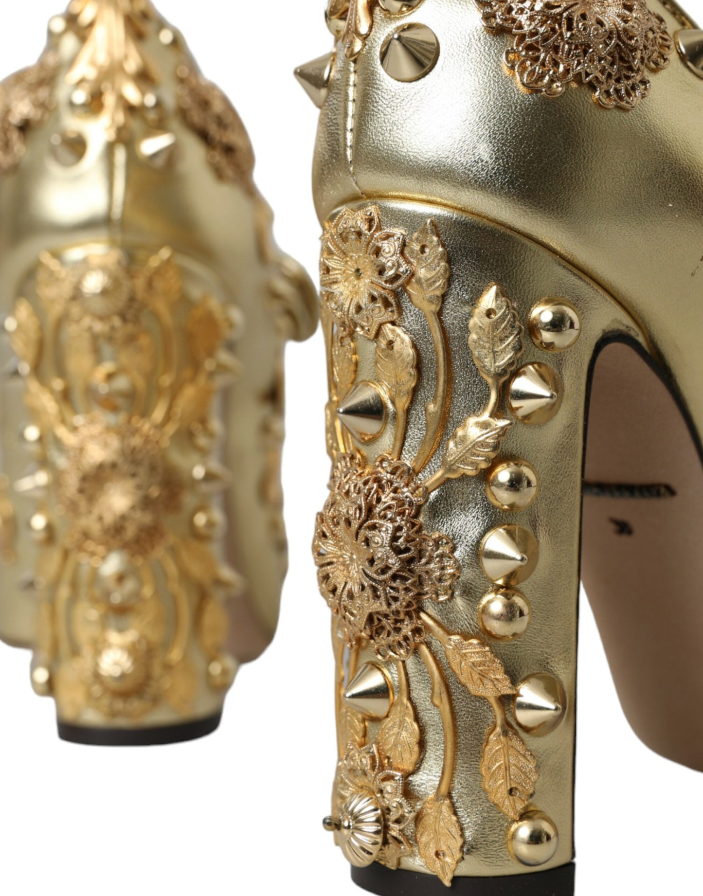 Золоті шкіряні туфлі-лодочки Dolce &amp; Gabbana Crystal Mary Janes
