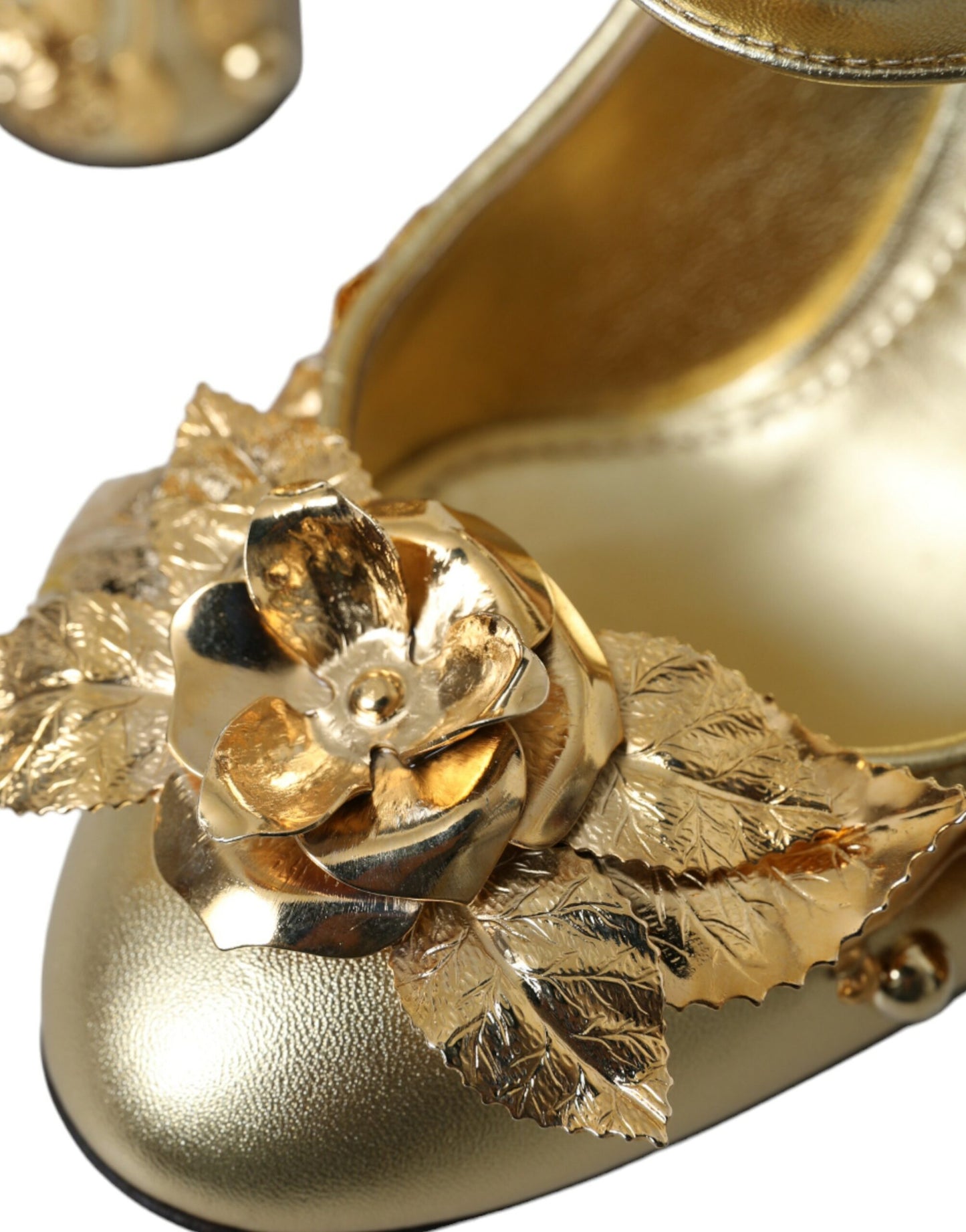 Золоті шкіряні туфлі-лодочки Dolce &amp; Gabbana Crystal Mary Janes