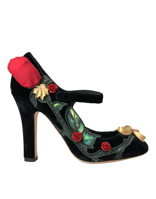 Брошка Dolce &amp; Gabbana з кришталями чорних троянд Туфлі Мері Джейн