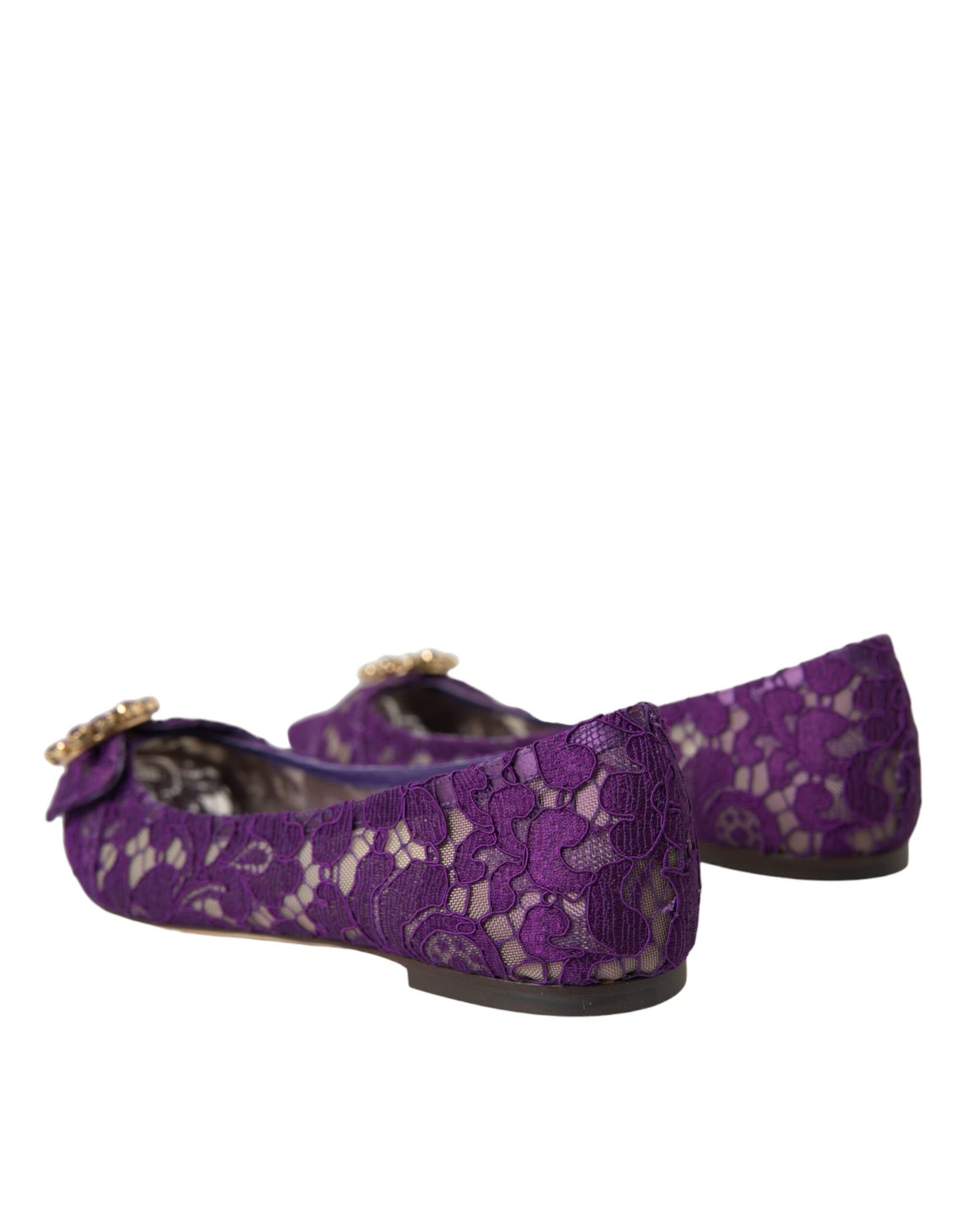 Лофери Dolce &amp; Gabbana Purple Taormina Lace Crystal Loafers