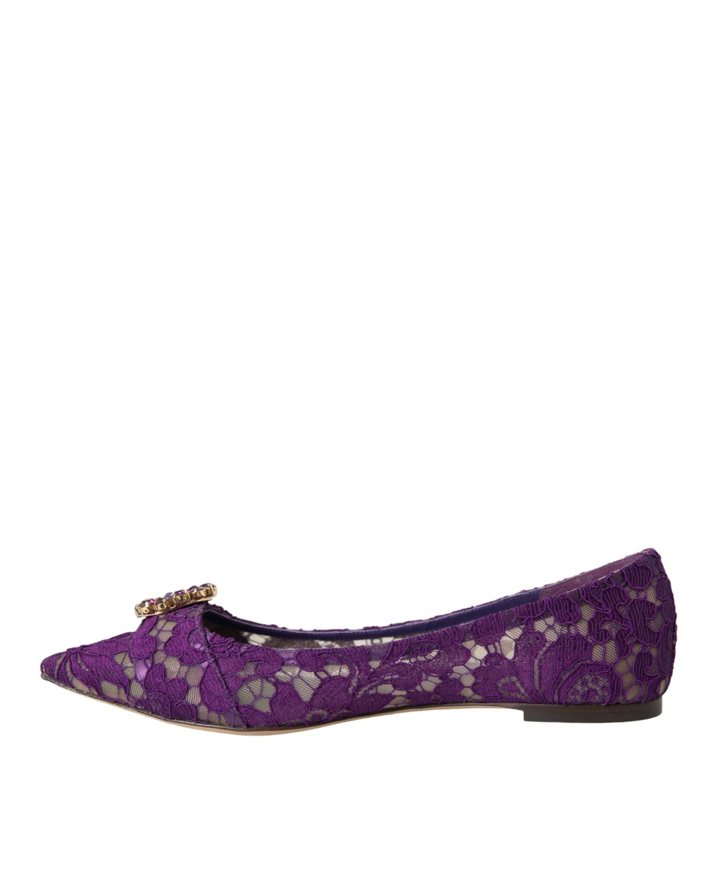 Лофери Dolce &amp; Gabbana Purple Taormina Lace Crystal Loafers