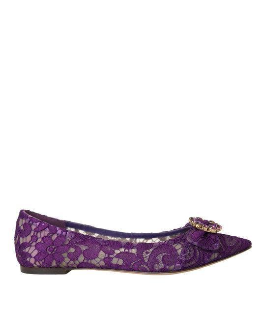 Лофери Dolce &amp; Gabbana Purple Taormina Lace Crystal Loafers