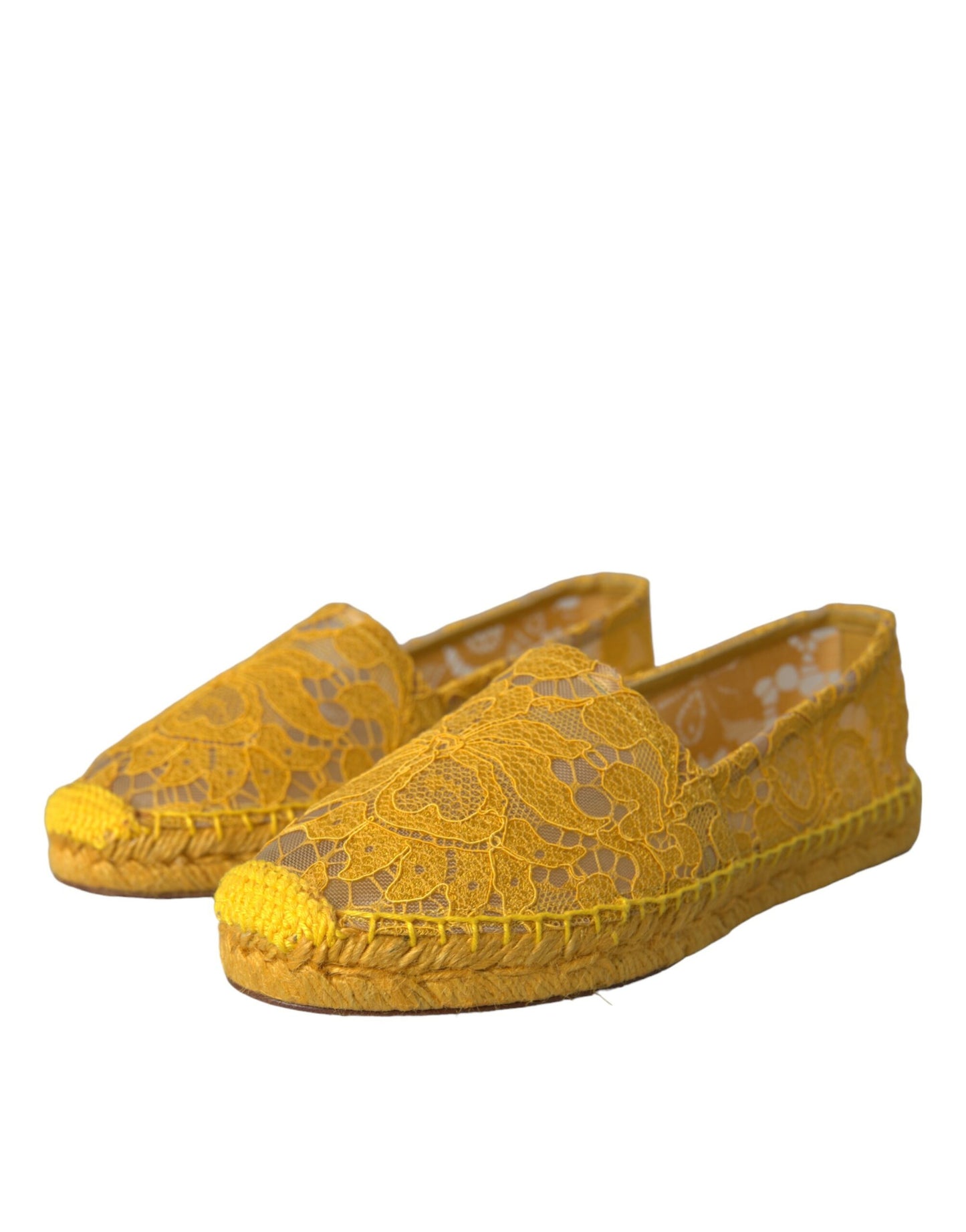 Лофери Dolce &amp; Gabbana, жовті Taormina Lace Espadrille Loafers