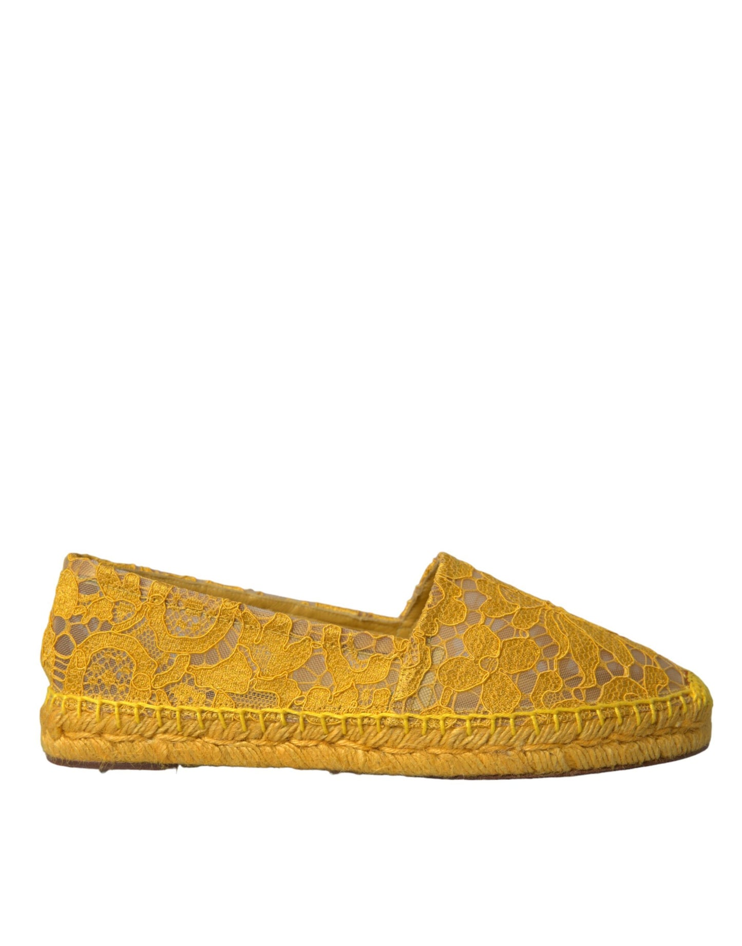 Лофери Dolce &amp; Gabbana, жовті Taormina Lace Espadrille Loafers