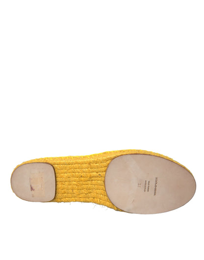 Лофери Dolce &amp; Gabbana, жовті Taormina Lace Espadrille Loafers