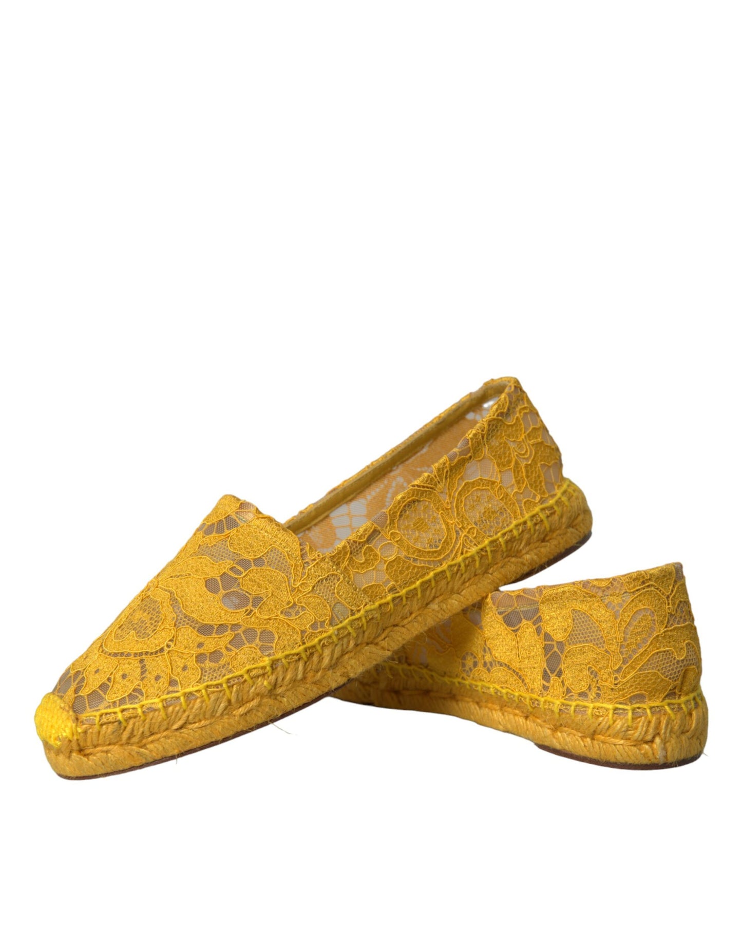 Лофери Dolce &amp; Gabbana, жовті Taormina Lace Espadrille Loafers