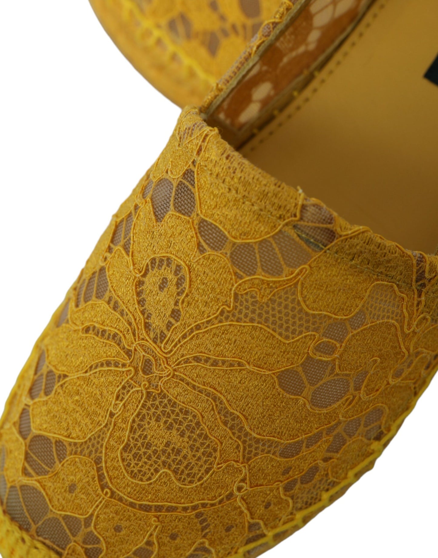 Лофери Dolce &amp; Gabbana, жовті Taormina Lace Espadrille Loafers