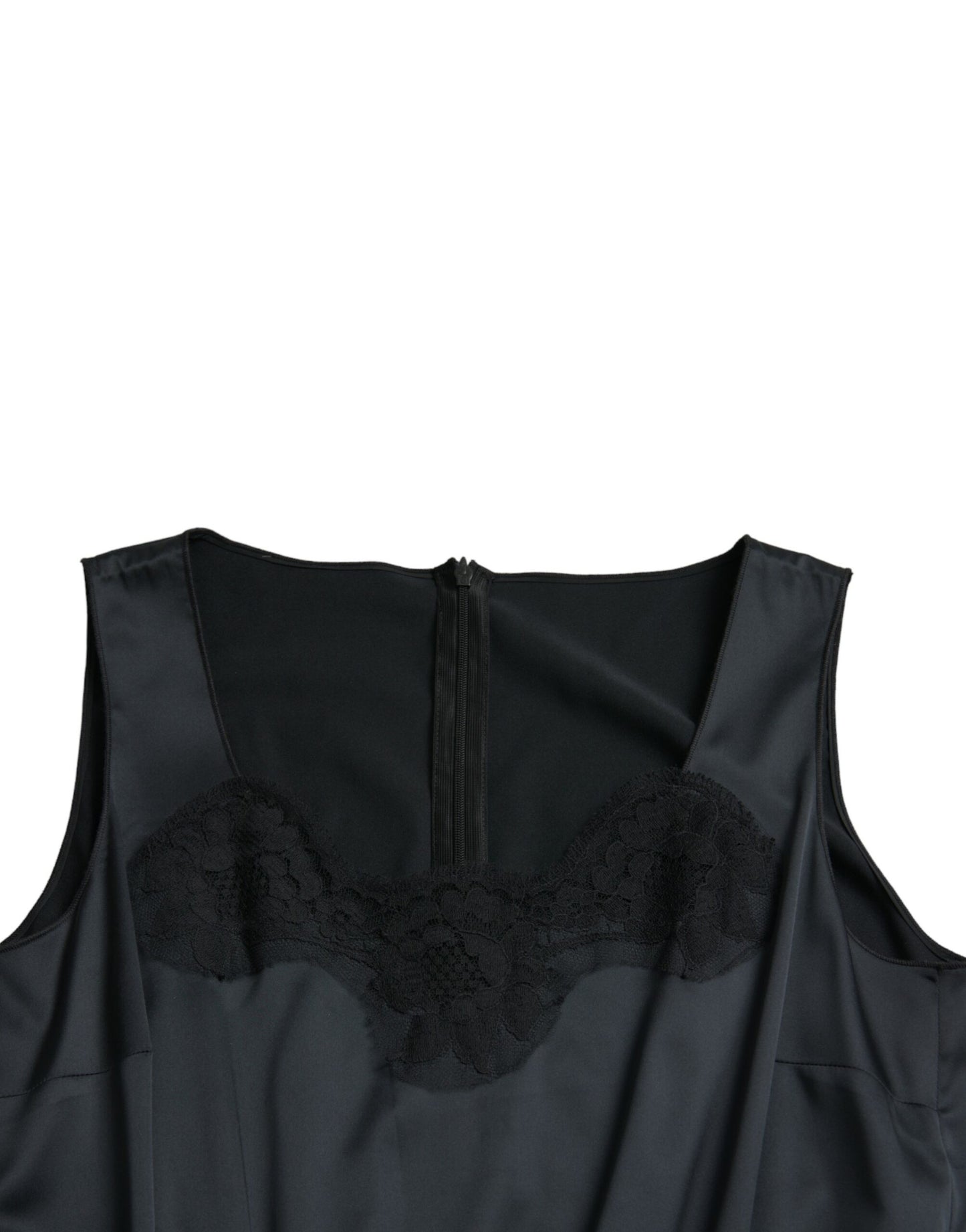 Чорна міді-сукня-футляр із мереживною обробкою з поліестеру Dolce &amp; Gabbana