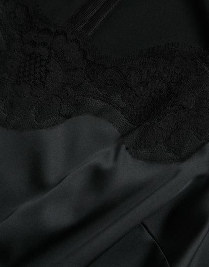 Чорна міді-сукня-футляр із мереживною обробкою з поліестеру Dolce &amp; Gabbana