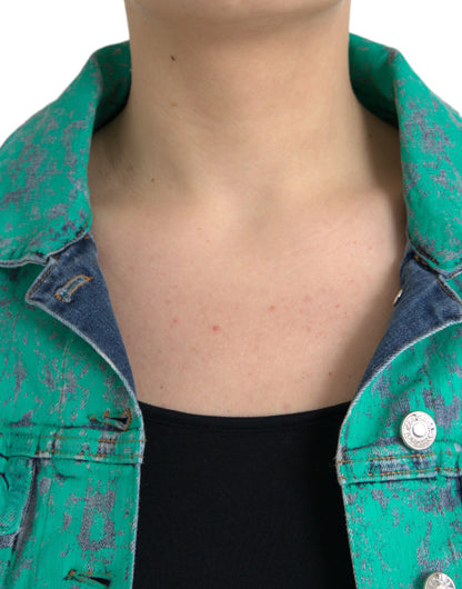 Укорочена джинсова куртка Dolce &amp; Gabbana Green Cotton Tie Dye