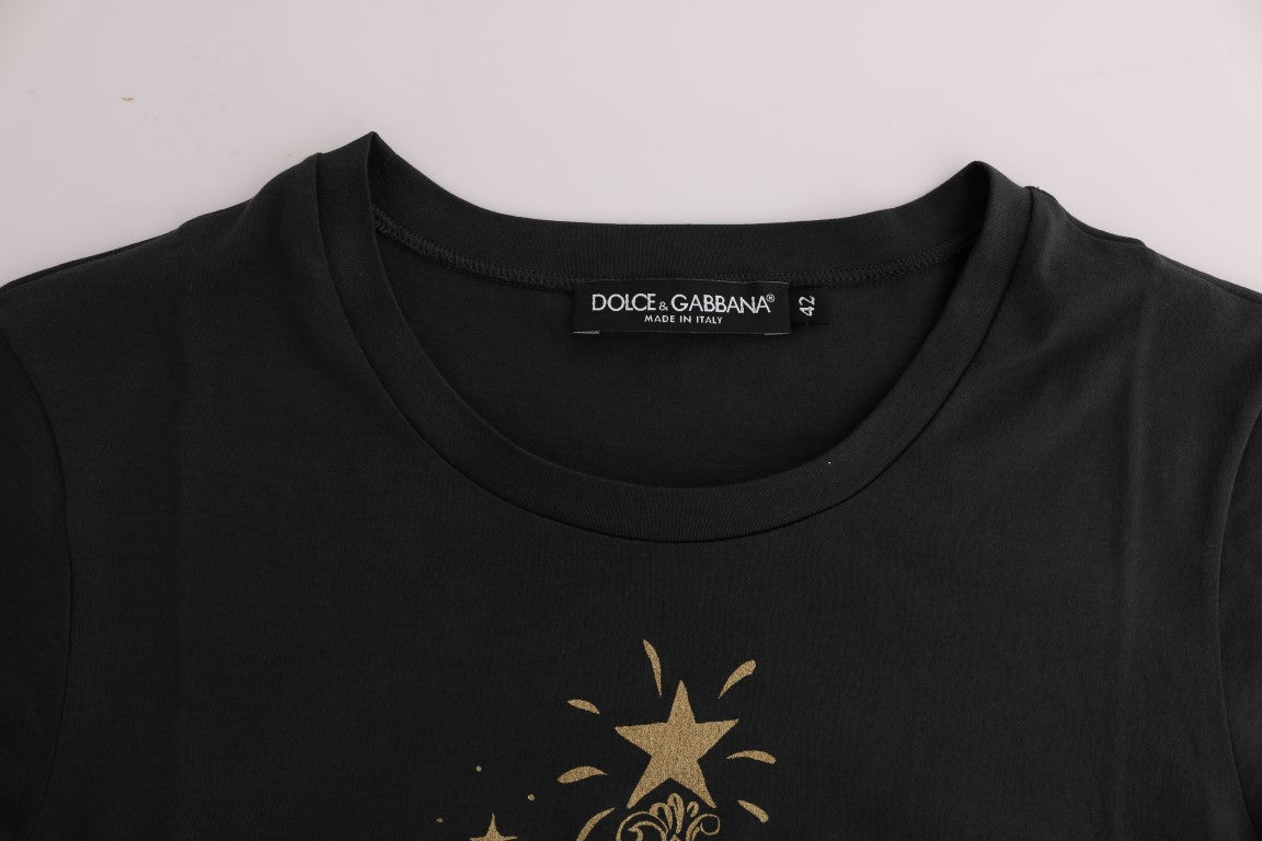 Елегантна сіра бавовняна футболка Dolce &amp; Gabbana з ексклюзивним принтом