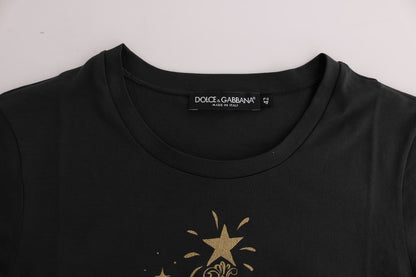 Елегантна сіра бавовняна футболка Dolce &amp; Gabbana з ексклюзивним принтом