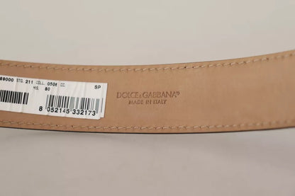Ремінь Dolce &amp; Gabbana із чорною шкірою, золотистим металевим логотипом із вигравіруваною пряжкою