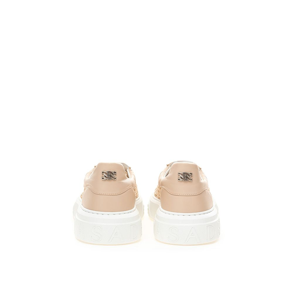 Бежеві шкіряні кросівки Casadei Chic