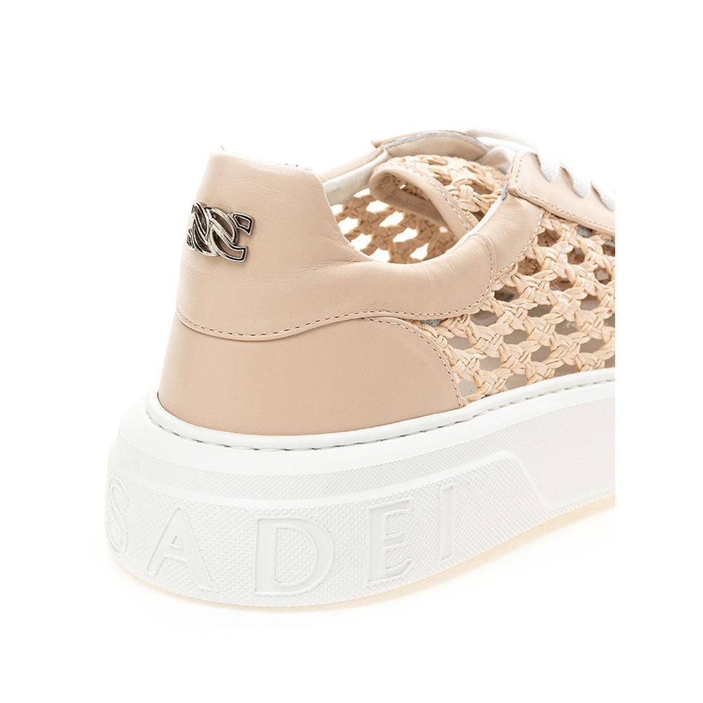 Бежеві шкіряні кросівки Casadei Chic