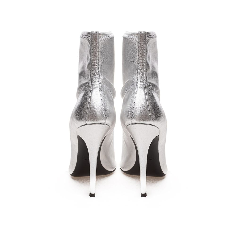 Срібні шкіряні черевики Giuseppe Zanotti
