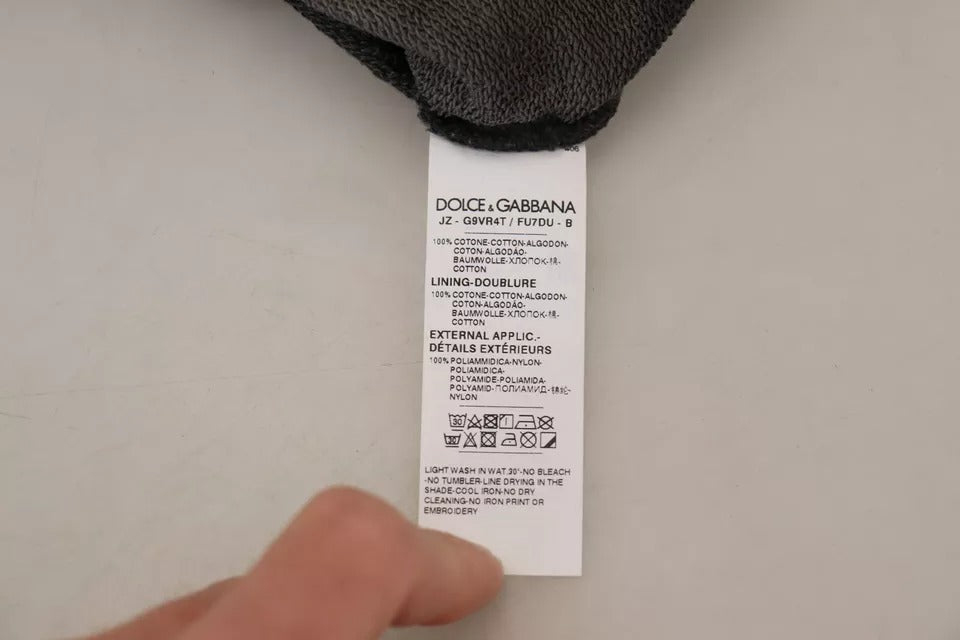 Чорний бавовняний светр з капюшоном і логотипом Dolce &amp; Gabbana