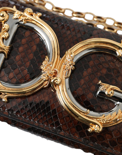 Коричнева сумка для телефону DG зі шкіри пітона Dolce &amp; Gabbana для дівчат через плече