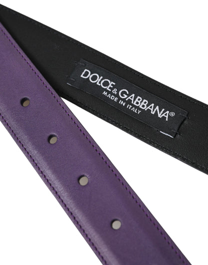 Фіолетовий шкіряний чоловічий ремінь Dolce &amp; Gabbana із золотою металевою пряжкою