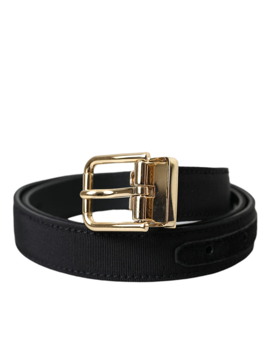 Чоловічий ремінь із металевою пряжкою Dolce &amp; Gabbana Black Gros Grain Gold