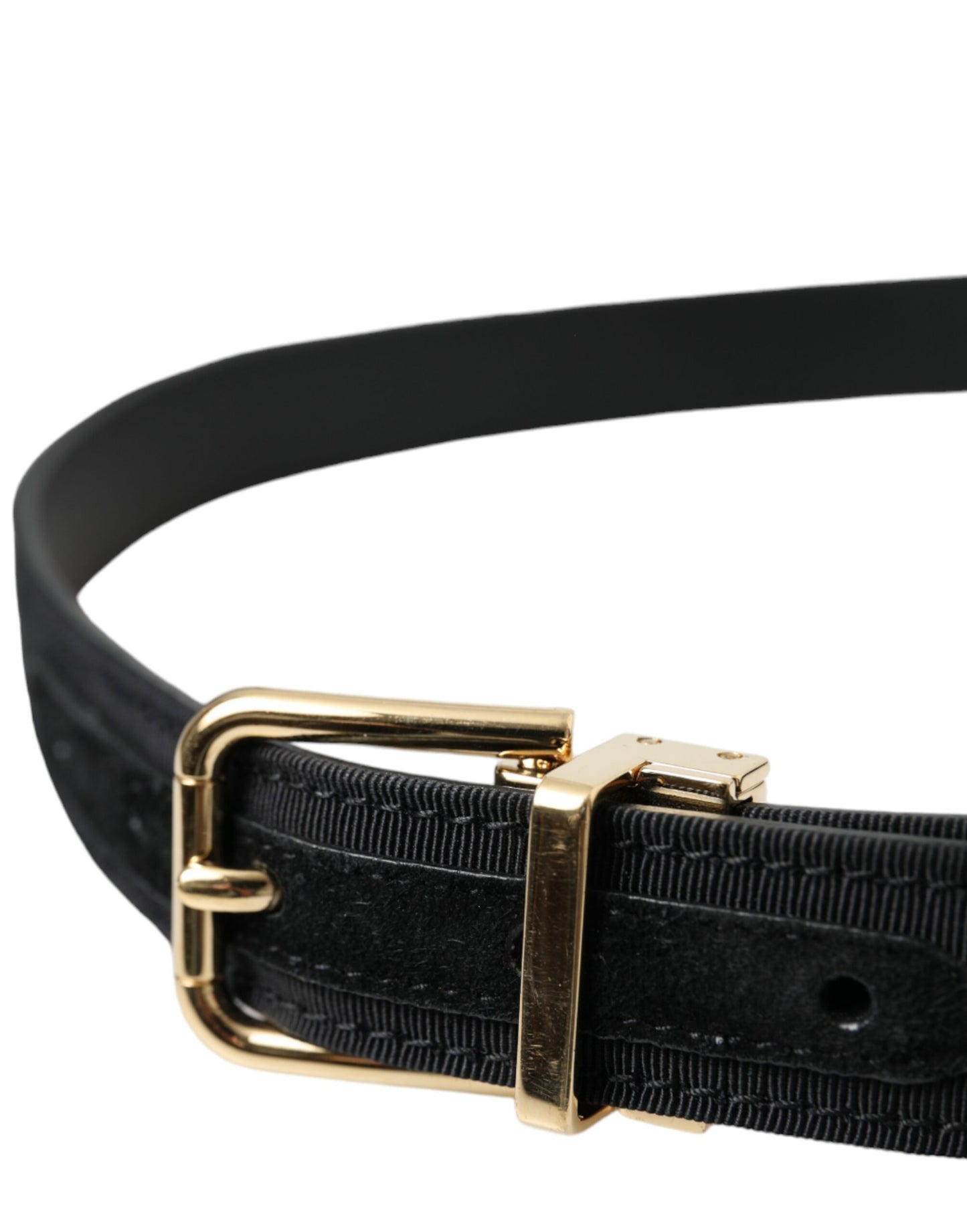 Чоловічий ремінь із металевою пряжкою Dolce &amp; Gabbana Black Gros Grain Gold