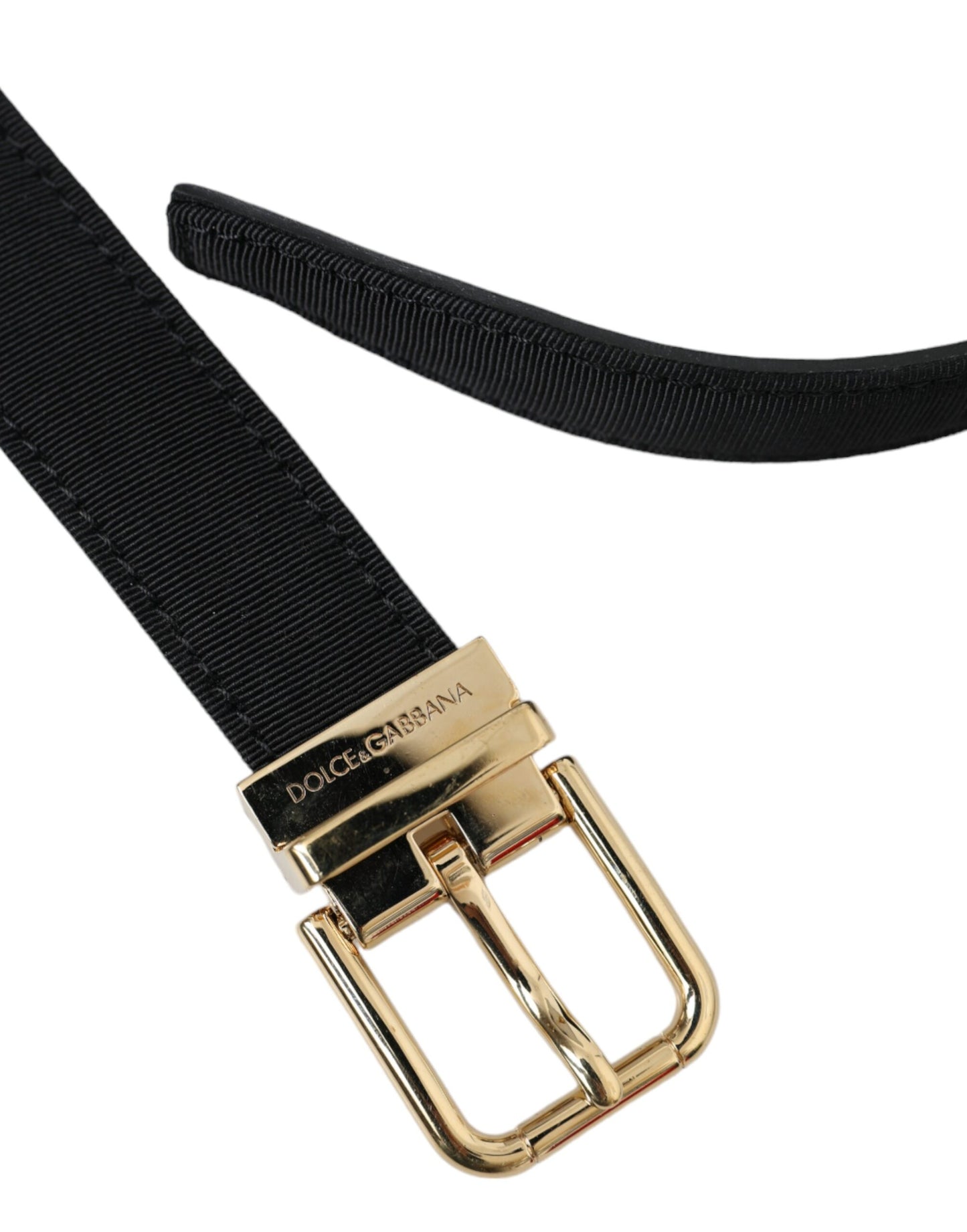Чоловічий ремінь із металевою пряжкою Dolce &amp; Gabbana Black Gros Grain Gold