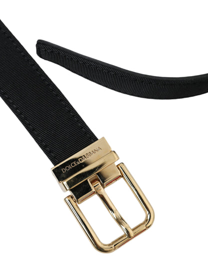 Чоловічий ремінь із металевою пряжкою Dolce &amp; Gabbana Black Gros Grain Gold