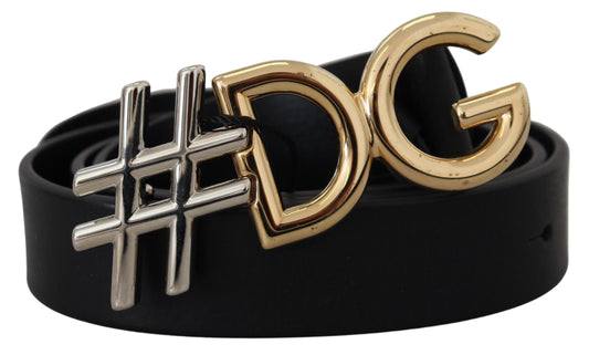 Ремінь із чорною шкірою та пряжкою з логотипом Dolce &amp; Gabbana #DG