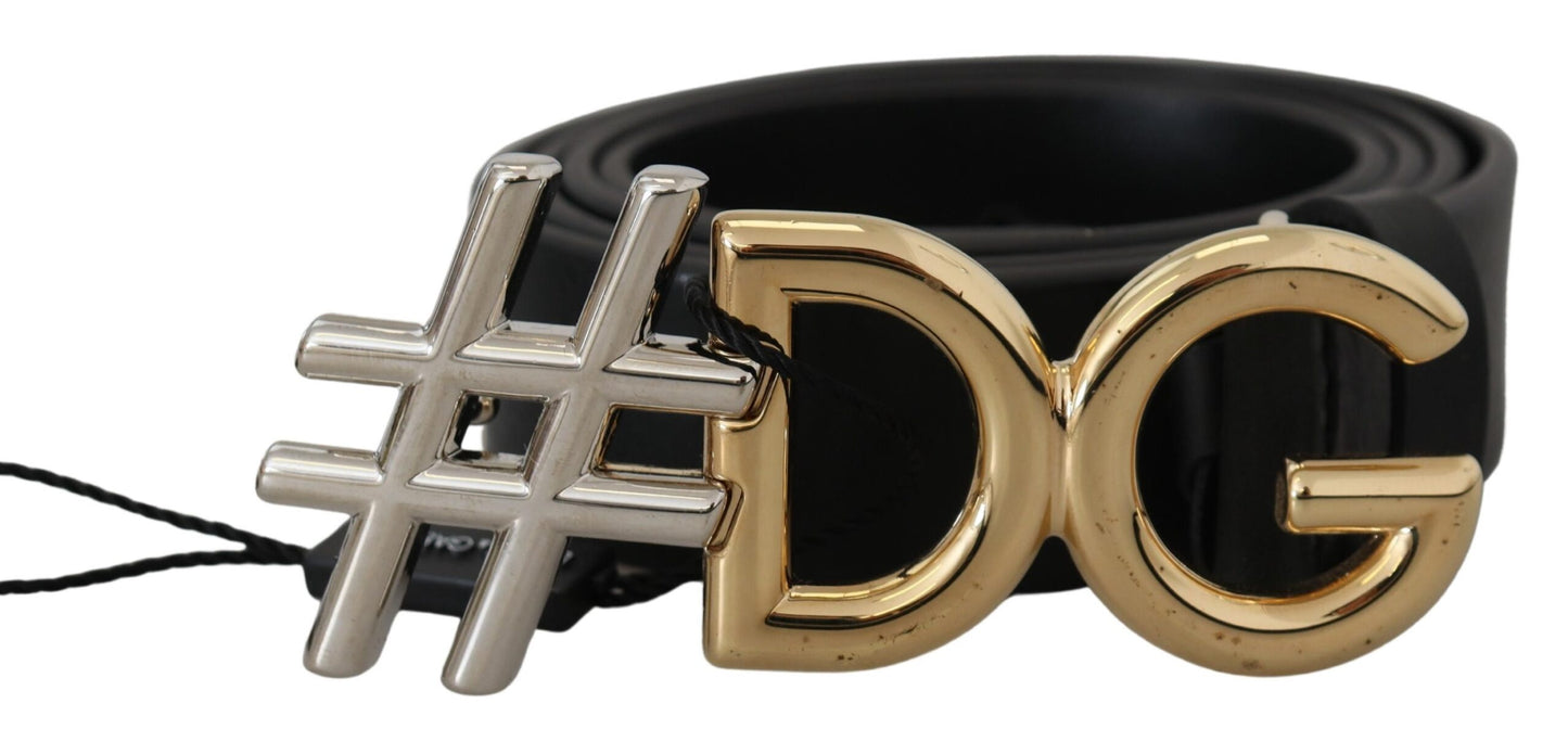 Ремінь із чорною шкірою та пряжкою з логотипом Dolce &amp; Gabbana #DG
