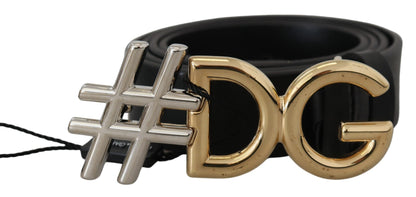Ремінь із чорною шкірою та пряжкою з логотипом Dolce &amp; Gabbana #DG