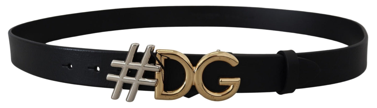 Ремінь із чорною шкірою та пряжкою з логотипом Dolce &amp; Gabbana #DG