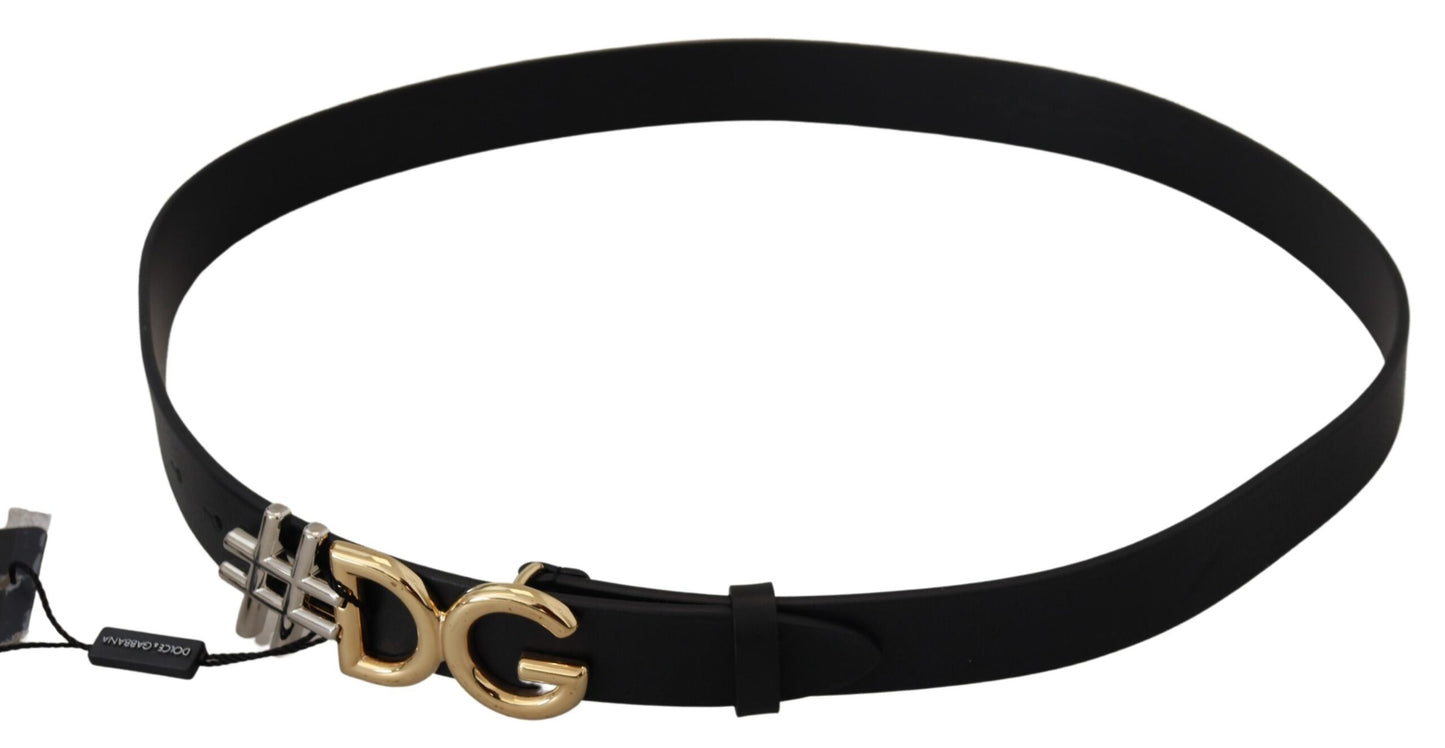 Ремінь із чорною шкірою та пряжкою з логотипом Dolce &amp; Gabbana #DG