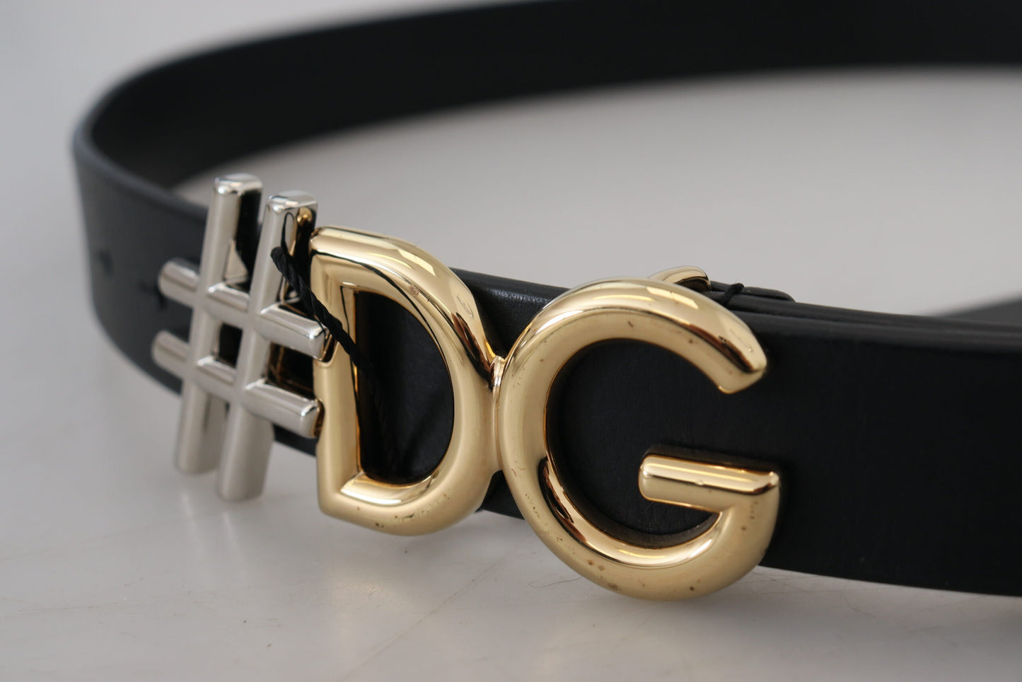 Ремінь із чорною шкірою та пряжкою з логотипом Dolce &amp; Gabbana #DG