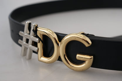 Ремінь із чорною шкірою та пряжкою з логотипом Dolce &amp; Gabbana #DG