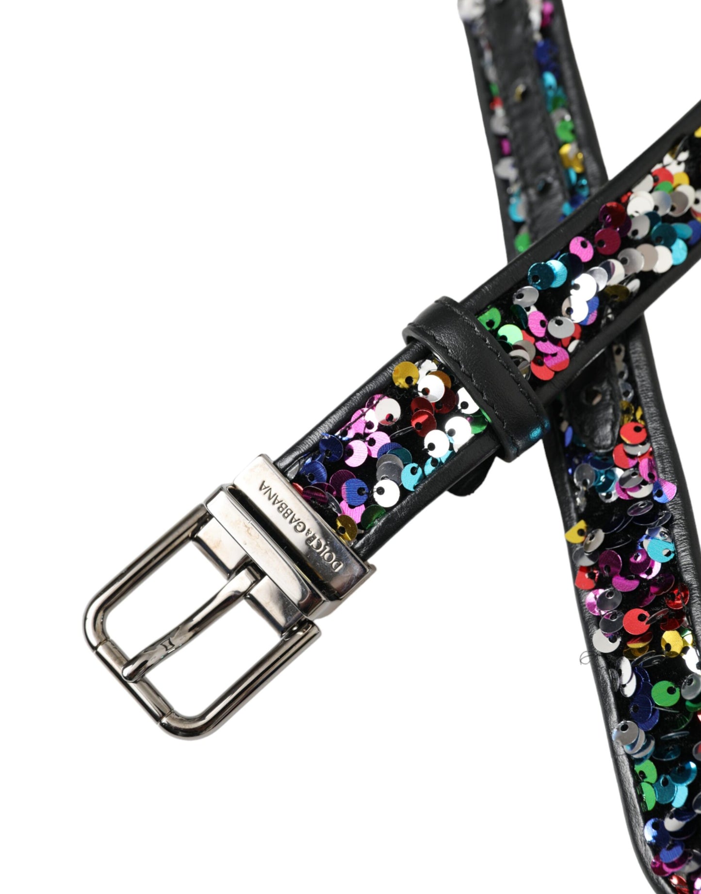 Жіночий ремінь із сріблястою металевою пряжкою Dolce &amp; Gabbana. Чорний