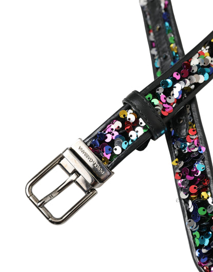 Жіночий ремінь із сріблястою металевою пряжкою Dolce &amp; Gabbana. Чорний