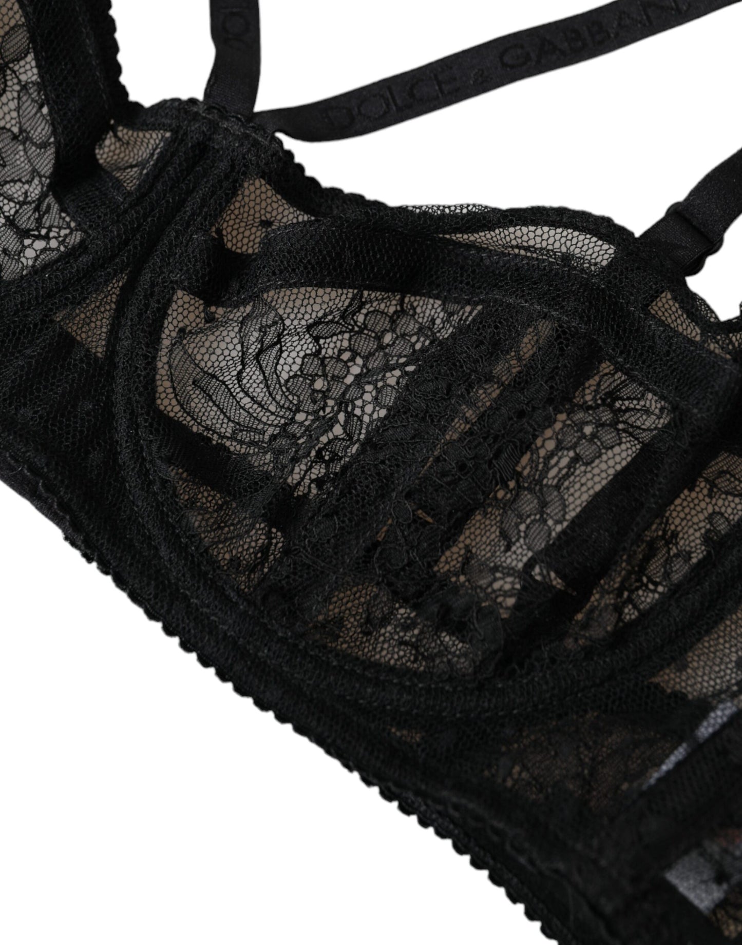 Нижня білизна Dolce &amp; Gabbana з чорним нейлоновим бюстгальтером з квітковим мереживом