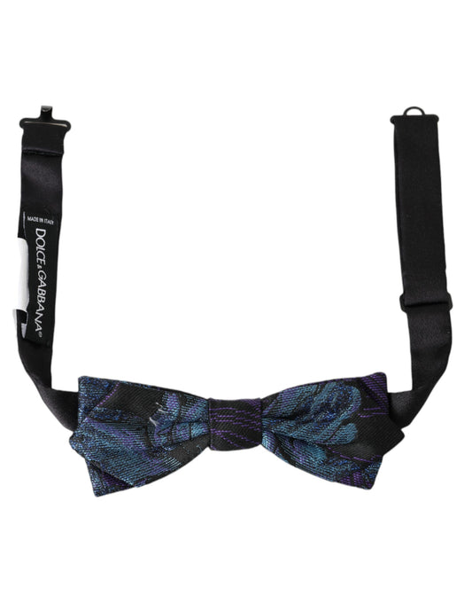 Чоловіча краватка-метелик Dolce &amp; Gabbana Black Blue Brocade з регульованою шиєю