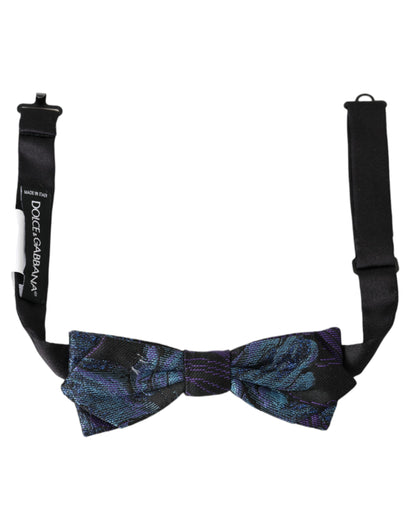 Чоловіча краватка-метелик Dolce &amp; Gabbana Black Blue Brocade з регульованою шиєю
