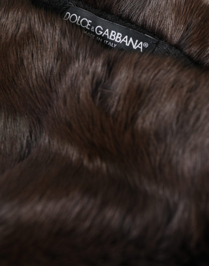 Жіноча кашемірова шапка-шапочка Dolce &amp; Gabbana з коричневого хутра з ласкою