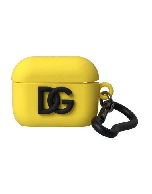 Жовтий силіконовий чохол Airpods з тисненням логотипу Dolce &amp; Gabbana