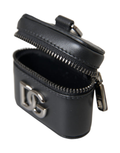 Шкіряний сріблястий металевий чохол Dolce &amp; Gabbana Black DG Logo Airpods